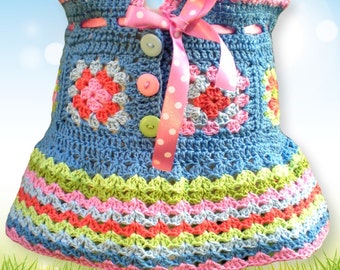 Crochet Baby Skirt Pattern, Granny Square Dress (PDF Pattern)