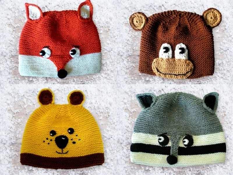 Knitting Tutorial Toddler hat, Children hat, Animal hat, Fox, Racon, Lion, Monkey