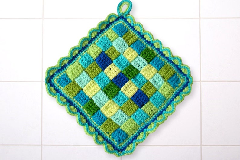 potholder crochet pattern, kitchen dekoration, DIY potholder, Crochet Tutorial Potholder image 3