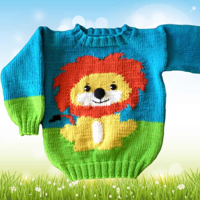 Knitting Pattern Jumper Sweater Wild Animals Lion 2 - Etsy Israel Knitting Pattern Jumper Sweater Wild Animals Lion 2 - Etsy Israel