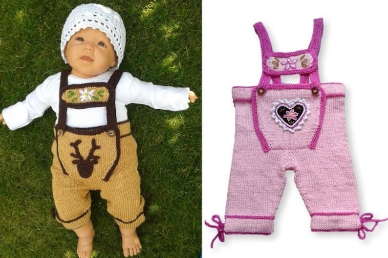 Tutorial Knitting and Crochet Baby pants, Lederhosen, bavarian style image 1