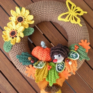 Crochet Pattern - wreath pattern - Crochet autumn Wreath  - crochet wreath - door wreath - INSTANT DIGITAL DOWNLOAD