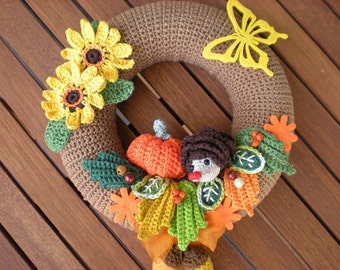 Crochet Pattern - wreath pattern - Crochet autumn Wreath  - crochet wreath - door wreath - INSTANT DIGITAL DOWNLOAD