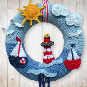 Crochet Pattern - wreath pattern - crochet maritime  - crochet wreath - INSTANT DIGITAL DOWNLOAD