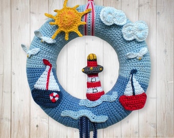 Crochet Pattern - wreath pattern - crochet maritime  - crochet wreath - INSTANT DIGITAL DOWNLOAD