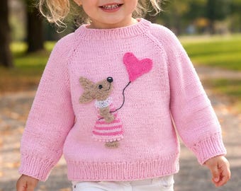 Pull en 2 tailles - motif lapin - Modèle de tricot