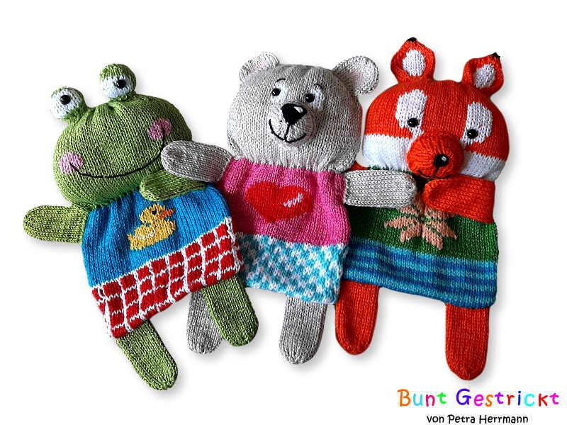 Savings package Baby Comforter "Best Buddies" - Knitting pattern - bear frog fox