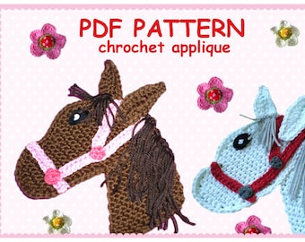 Pattern Chrochet Appliques, Horse applique, horse application, patches DIY tutorial