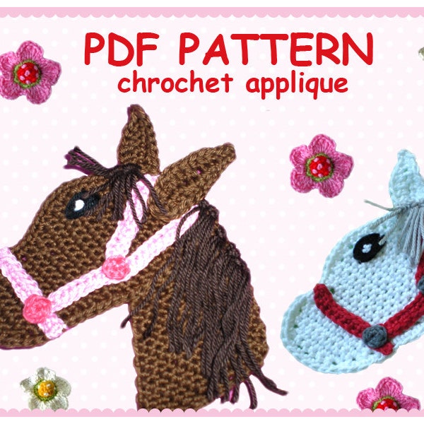 Pattern Chrochet Appliques, Horse applique, horse application, patches DIY tutorial