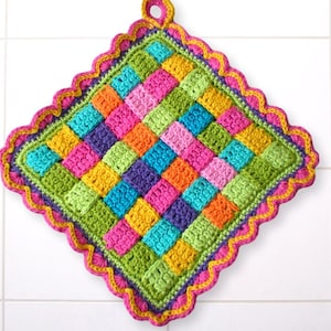 potholder crochet pattern, kitchen dekoration, DIY potholder, Crochet Tutorial Potholder image 2
