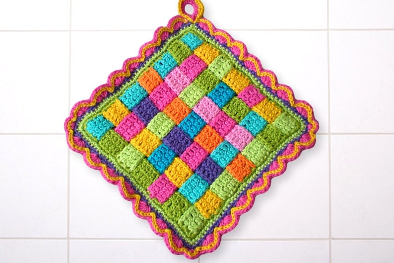 potholder crochet pattern kitchen dekoration DIY potholder 2 - изображение 