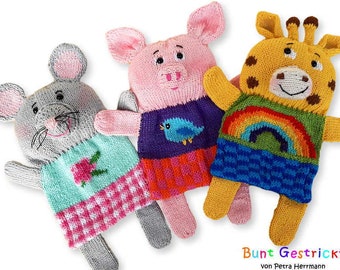Savings package Baby Comforter &quot;Best Buddies&quot; Version 2 - Knitting pattern - mouse giraffe piggy