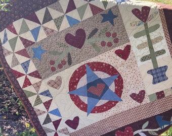 Simple Seasons Country Primitve Lap Quilt Wallhanging Handmade Ready to Ship!