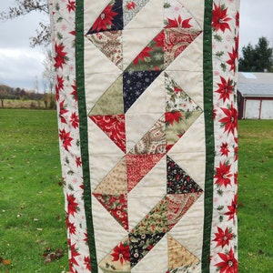 Poinsettias A Plenty Christmas Holiday Tablerunner Handmade Christmas Winter Table Decor