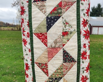 Poinsettias A Plenty Christmas Holiday Tablerunner Handmade Christmas Winter Table Decor