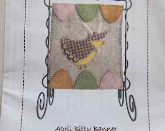 April Bitty Banner Wool Appliqué  Pattern Lily Anna Stitches Wool Pattern Easter Spring Sale