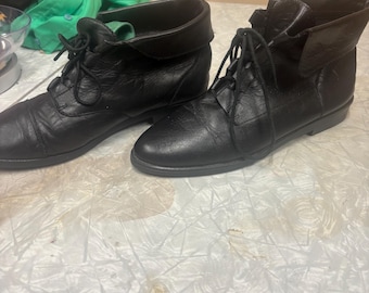 8.5 pixie boots 90s witch boots granny heels ankle boots pointed toes