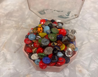 Lot of 11 random dimi dimunitive tiny antique glass buttons  Czech Republic 1930’s
