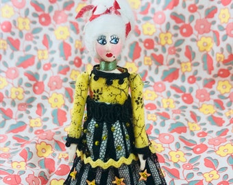 Doll Bottle Topper Stash Vile Doll Container Glass Clay Miniature Hidden Secret Composition Vintage Style Collector Jar Decor Clay Art