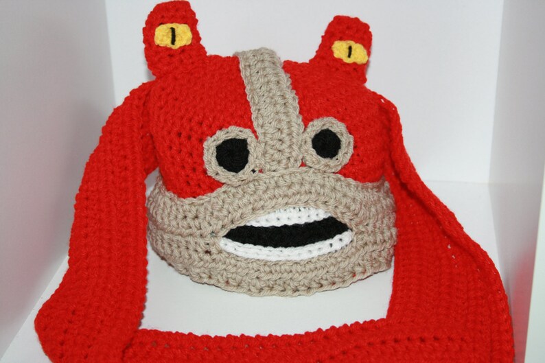 Colour Red Alien Any size Jar Jar Binks Star Wars /'Inspired/' Crochet Beanie Hat