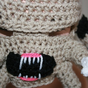 Predator &#39;Inspired&#39; Crochet Hat. Inspired by the film &#39;Predator&#39;. Scary Alien Monster. all sizes available. Any Colour! Halloween. Tan.