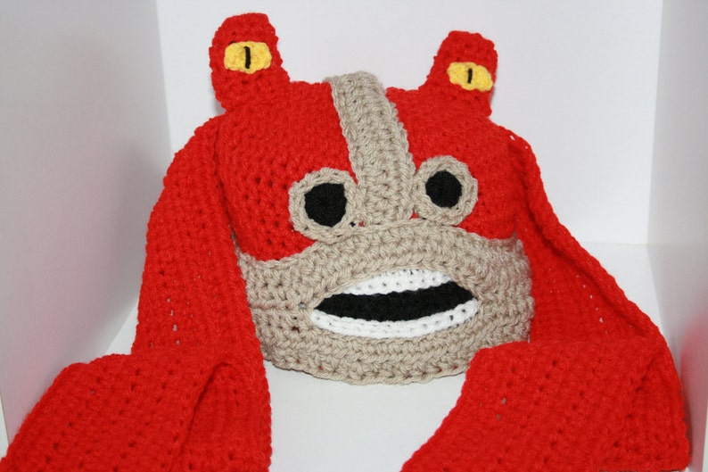 Colour Red Alien Any size Jar Jar Binks Star Wars /'Inspired/' Crochet Beanie Hat