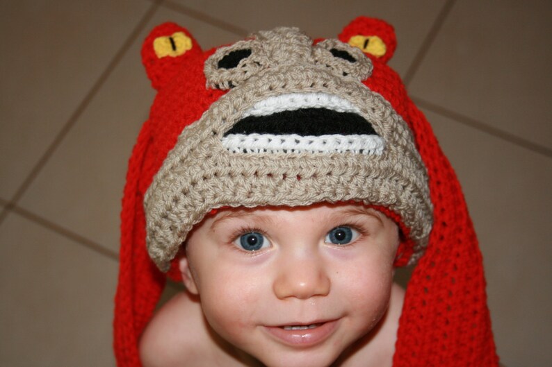 Colour Red Alien Any size Jar Jar Binks Star Wars /'Inspired/' Crochet Beanie Hat