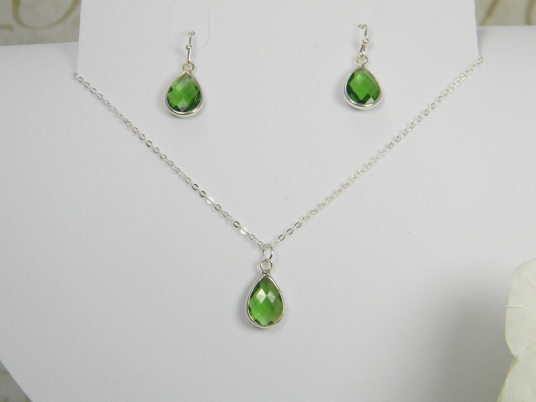 Lime Green Jewelry Set Green Bridesmaid Necklace Set Apple Etsy