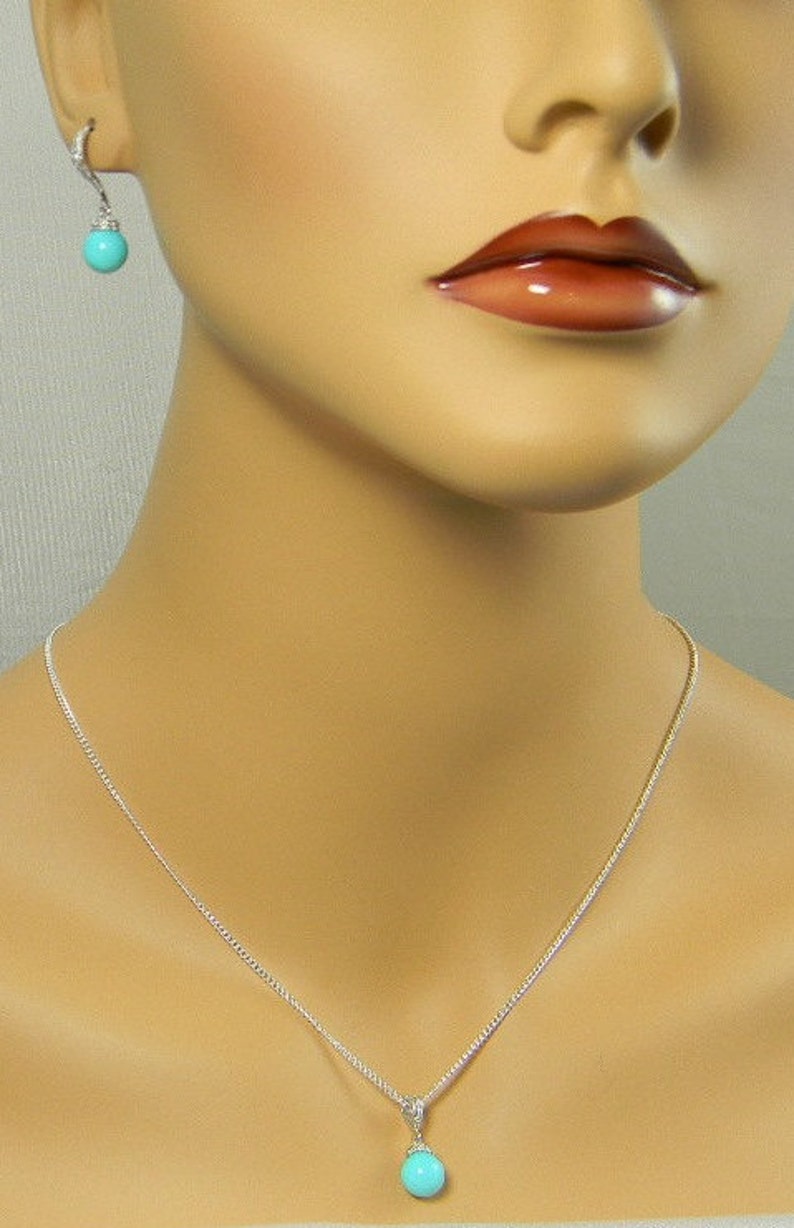 Blue Bridesmaid Pearl Necklace Gift Set Flower Girl Jewelry Pearl Bridal Earrings Necklace Set Bridesmaids Gift COLOR Options BME405
