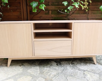 Scandinavian tv stand in oak custom creation