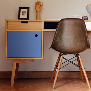 Designbureau van massief eikenhout – Bureau in jaren 50-stijl – Houten bureau met lades – Bureau in mid-century stijl – Handgemaakt meubilair van WoodAreYou