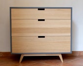Made to measure // Chest of drawers three drawers anthracite gray and natural oak