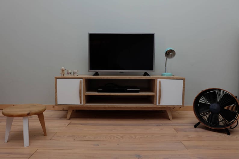 Made to Measure // Scandinavian Tv in Oak and White Etsy