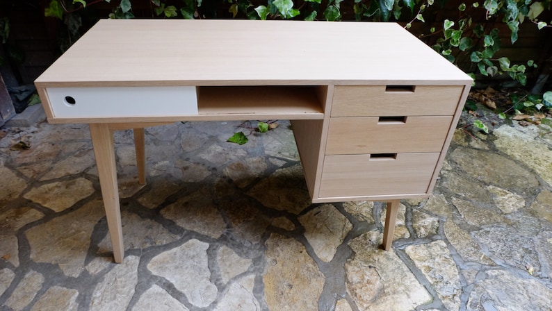 Custom creation // Scandinavian oak desk with 3 drawers | Etsy