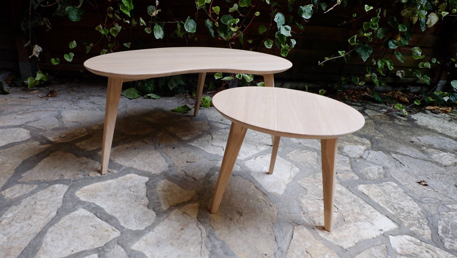 Table basse gigogne bois massif - Tables basses scandinaves - Table basse design minimaliste - Table salon bois naturel