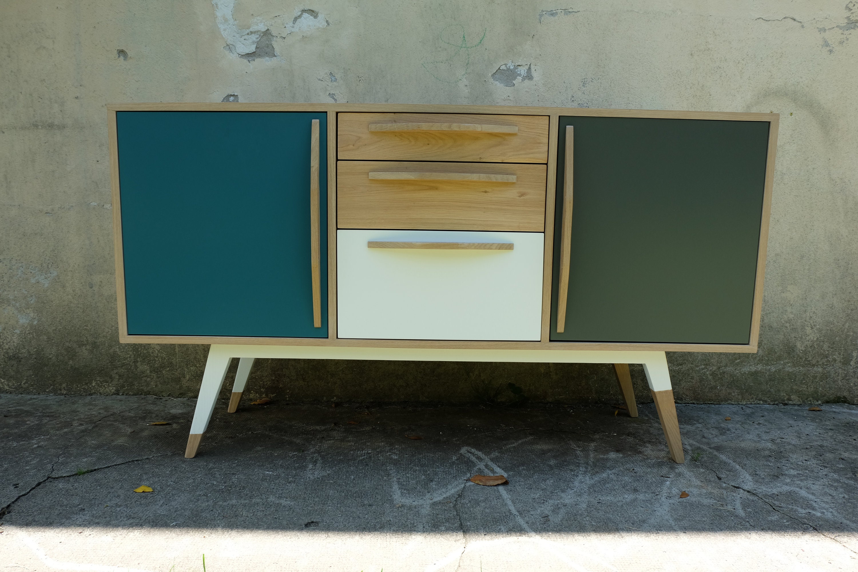 Création sur Mesure // Enfilade en Chêne Col Vert Style Scandinave Année 50