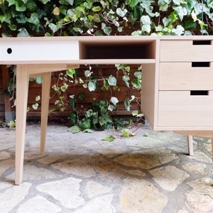 Scandinavian oak desk with 3 drawers custom creation