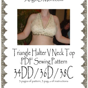34DD / 36D / 38C AngelDMort Bellydance Tribal ATS Vneck Triangle Halter Dance Top .PDF Pattern Instant Download & Instructions