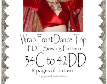 Medium AngelDMort Bellydance Tribal ATS Wrap Front Dance Shrug Top .PDF Pattern Instant Download & Instructions