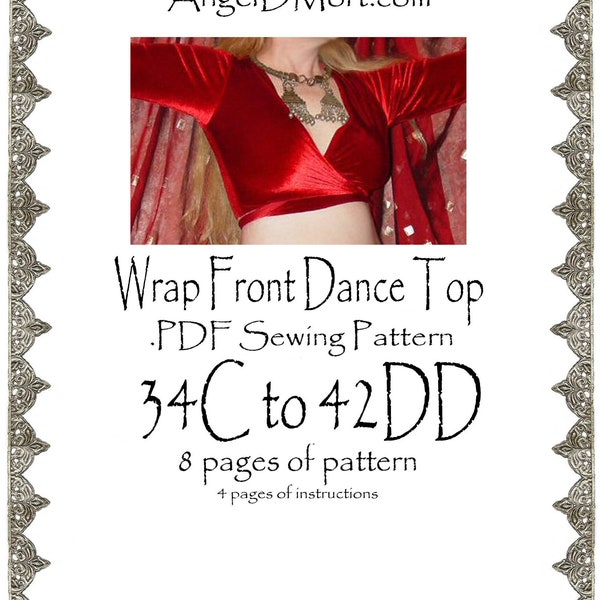 Medium AngelDMort Bellydance Tribal ATS Wrap Front Dance Shrug Top .PDF Pattern Instant Download & Instructions
