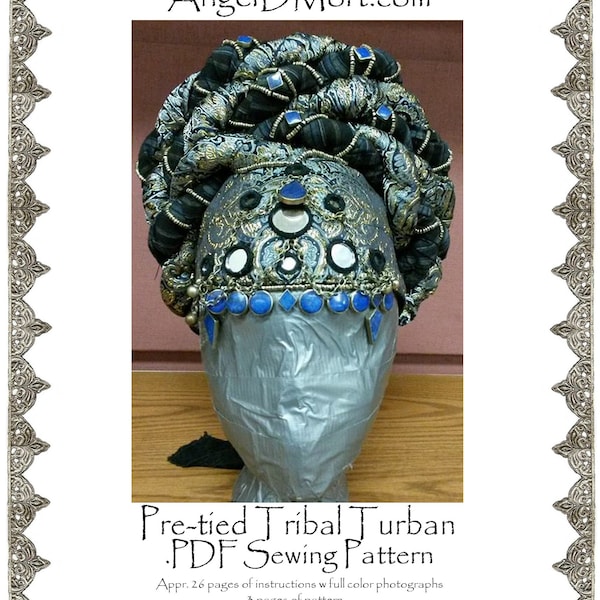 AngelDMort  ATS/ Tribal Belly Dance Turban .PDF Pattern Instant Download & Color Illustrated Instructions