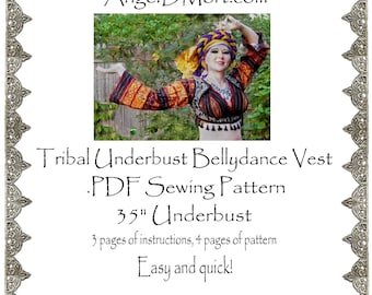 AngelDMort Tribal Belly Dance Underbust Turkish Vest .PDF Pattern Instant Download2