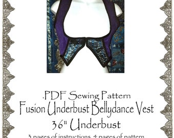 AngelDMort 36&quot; Fusion Belly Dance Underbust Turkish Vest .PDF Pattern Instant Download