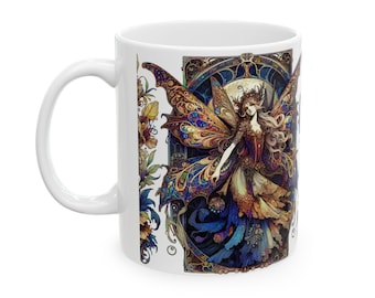 Gothic Autumn Lace Fairy Mug, Halloween Coffee Cup, Witchy Tea Mug, Gothic Kitchen Decor, Fall Home Accent