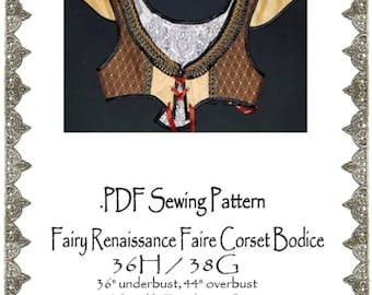 AngelDMort 36H 38G Fairy Renaissance Faire Corset Bodice Turkish Vest .PDF Pattern Instant Download