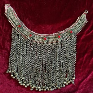 ETHNIC TRIBAL BANJARA red Afghani kuchi waterfall choker Necklace  jewelry antique