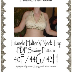 40F / 44G / 42H AngelDMort Bellydance Tribal ATS Vneck Triangle Halter Bra Dance Top .PDF Pattern Instant Download & Instructions