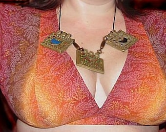 34DD / 36D / 38C AngelDMort Tribal Belly Dance V-neck Choli .PDF Pattern Instant Download & Color Illustrated Instructions