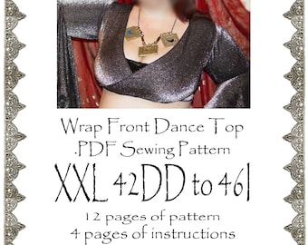 XXL AngelDMort Bellydance Tribal ATS Wrap Front Dance Shrug Top .PDF Pattern Instant Download & Instructions