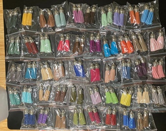 Suede Tassels, Suede Mini Tassels, Suede Multi Colour, Color Tassels, Mix Colours, Color Tassels, Small Tassels 20mm  ( 48 pairs )